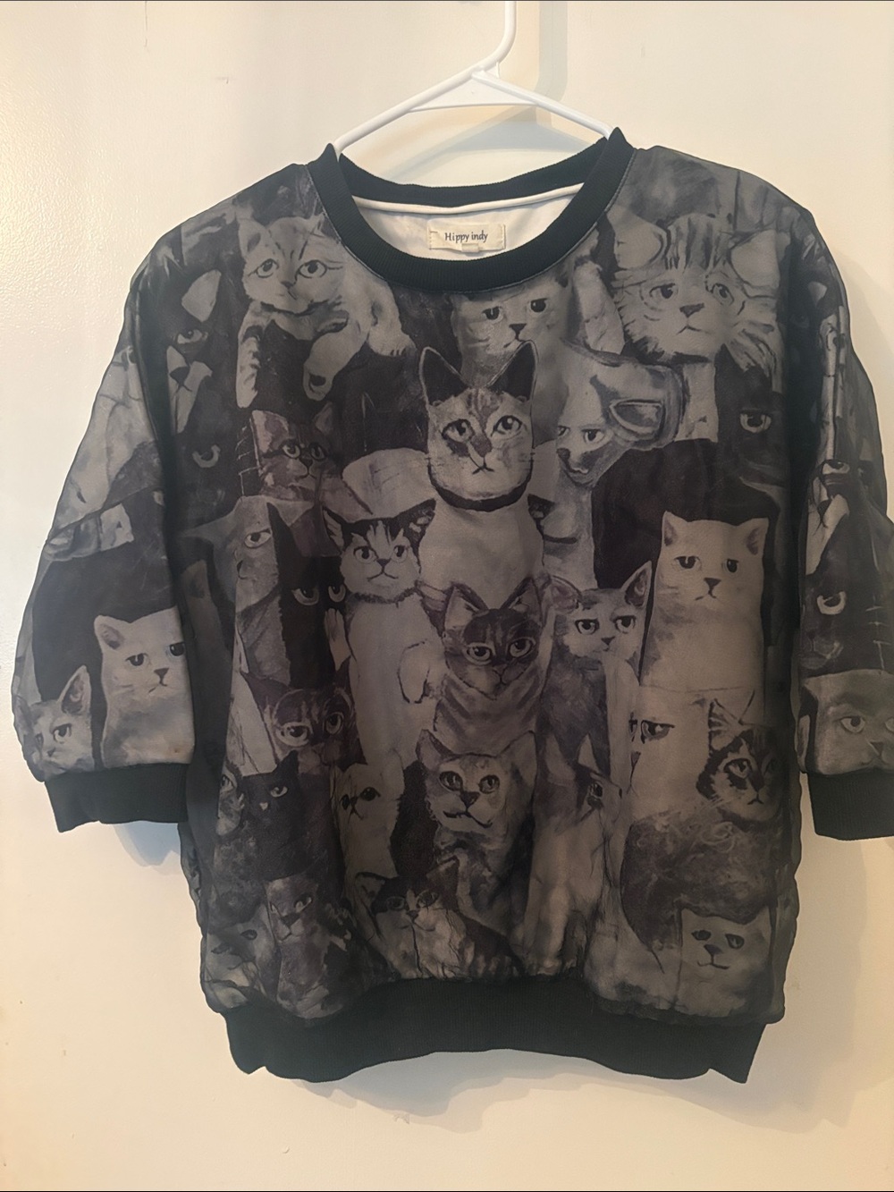 Black Cat Pattern Pullover Sweatshirt